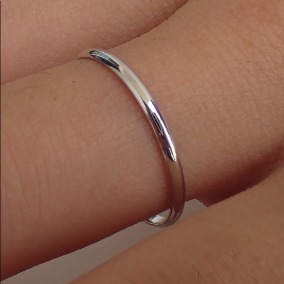 Silver Thin Minimalist Stackable Band - Picture 3 of 5